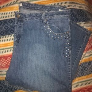 Cato Women’s Plus 22W Denim Capri with Embellishments